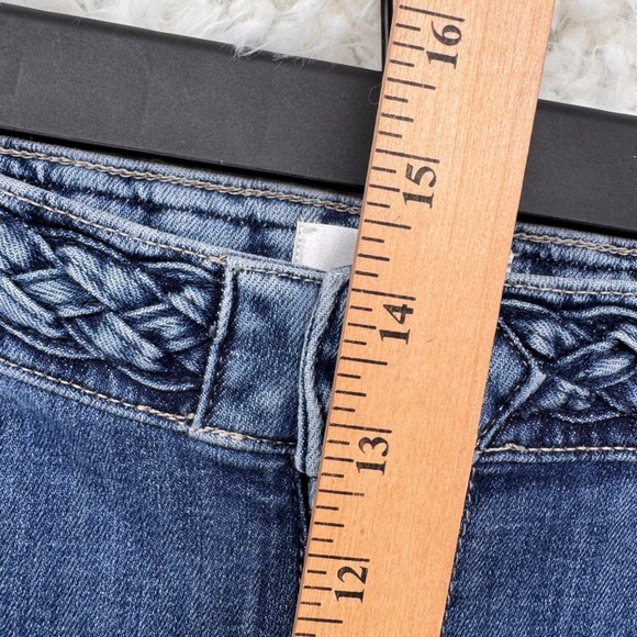 FRAME Denim Cropped Wide Leg Jeans Braided Waist Raw Hem Boho Size 32 - Picture 6 of 7